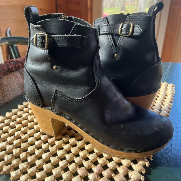 No.6 5” Leather Clog Buckle Boot on high heel black Size 40 RP $400 9.3” insole - Picture 2 of 4